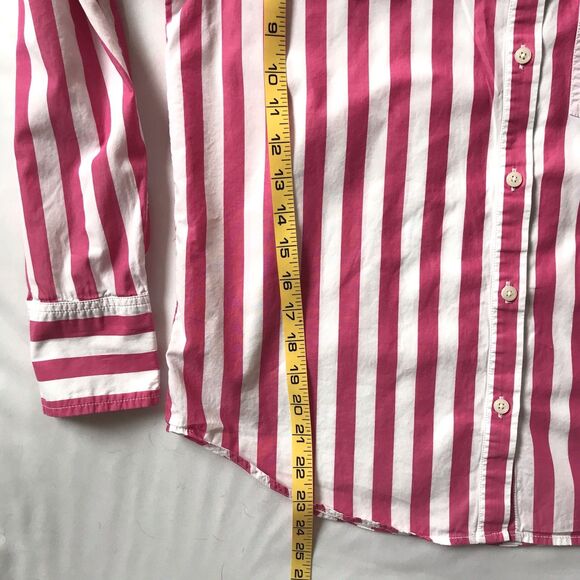 J Crew Shirt Womens SZ 6 Garçon Pink White Striped Long Sleeve Button Up Preppy - Picture 9 of 10
